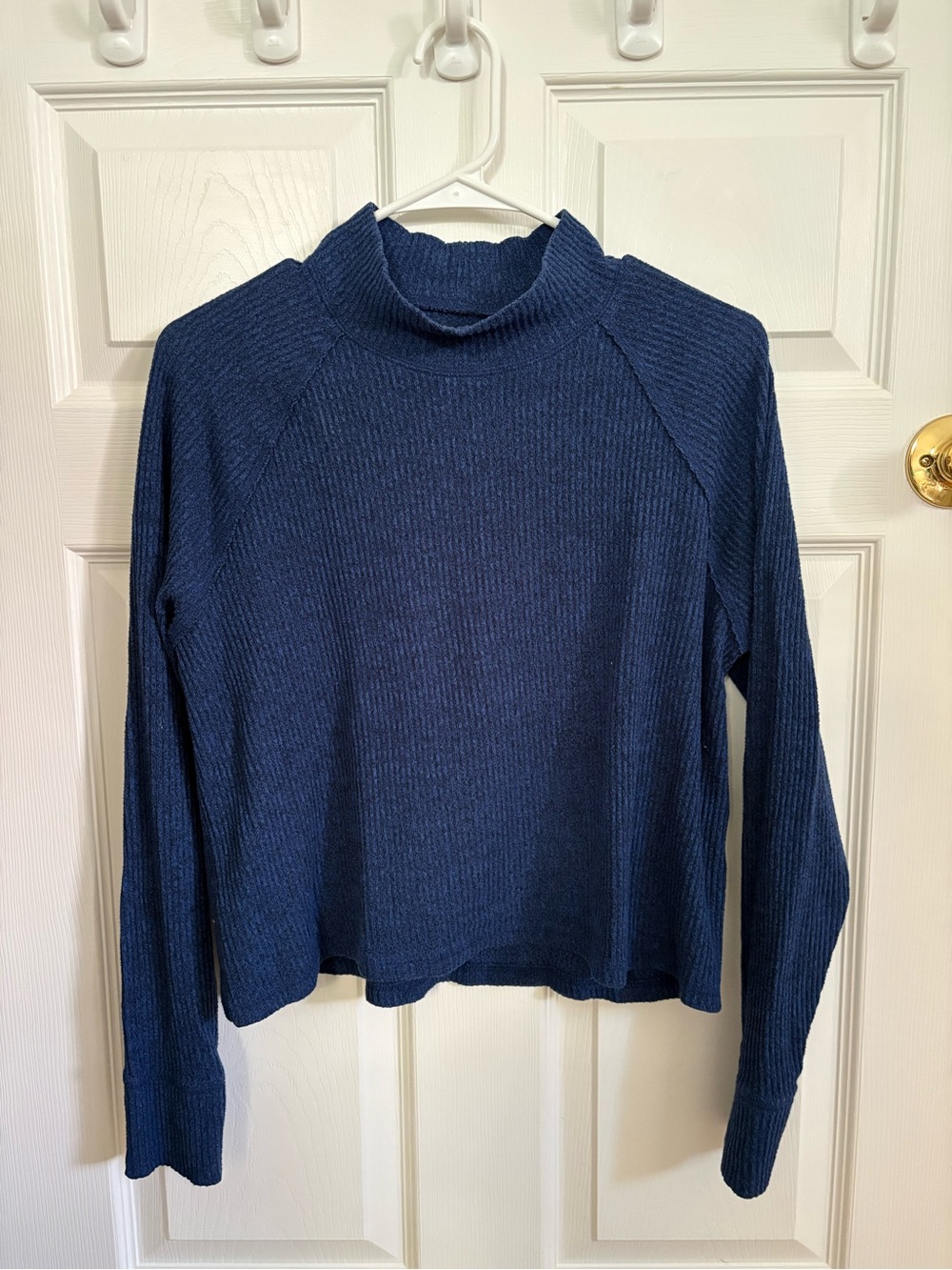 Abercrombie & Fitch Navy Ribbed Mock Neck Sweater